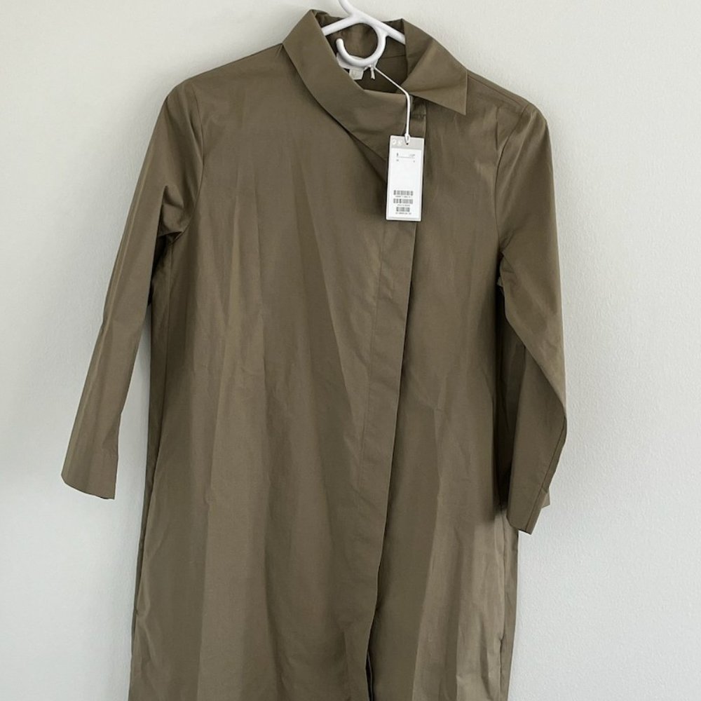 COS Light Khaki Asymmetric Collar Dress